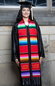 SLG1-RED MEXICAN SERAPE STOLE-"LATINX GRAD"