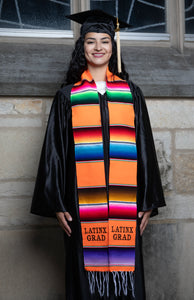 SLG6-ORANGE MEXICAN SERAPE STOLE "LATINX GRAD"